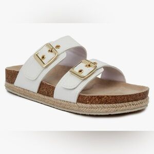 Jones New York Womens Weslee Double Band Footbed Sandals White 9M
